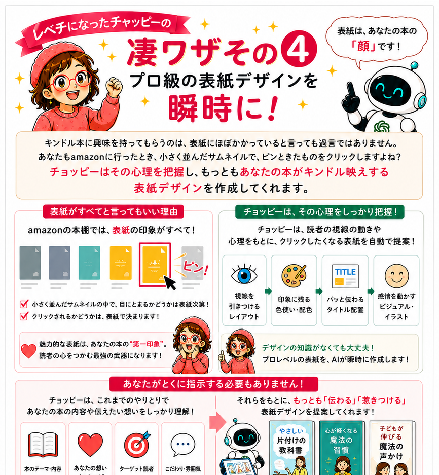 チャッピーの凄ワザその4：本の魅力を伝える表紙デザイン。紹介画像の上部抜粋。